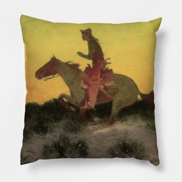 Against the Sunset by Frederic Remington Pillow by MasterpieceCafe