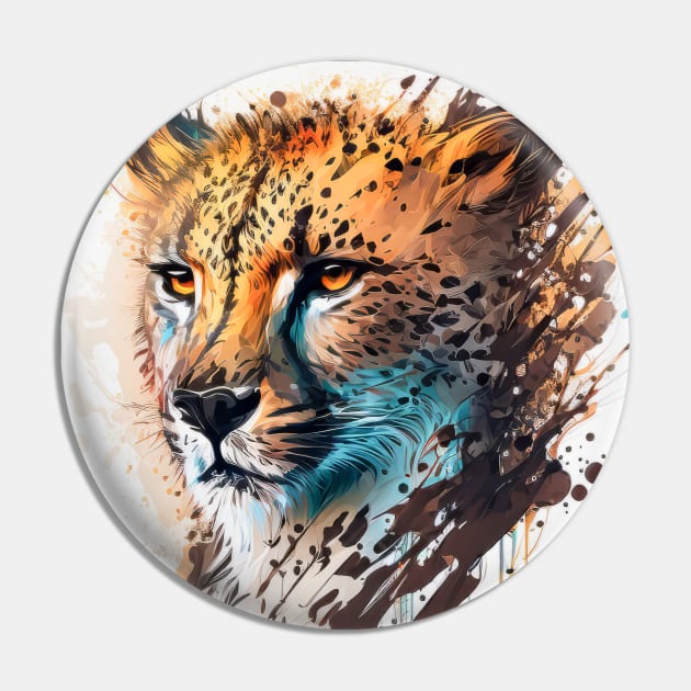 Cheetah Portrait Animal Painting Wildlife Outdoors Adventure Pin by Cubebox