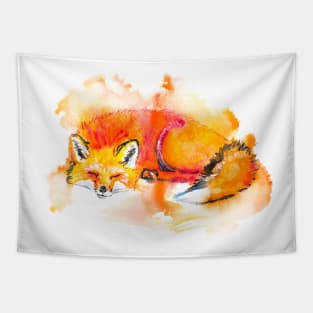 Cut Fox Sleeping Tapestry