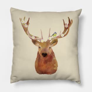 Stag And Bird Pillow