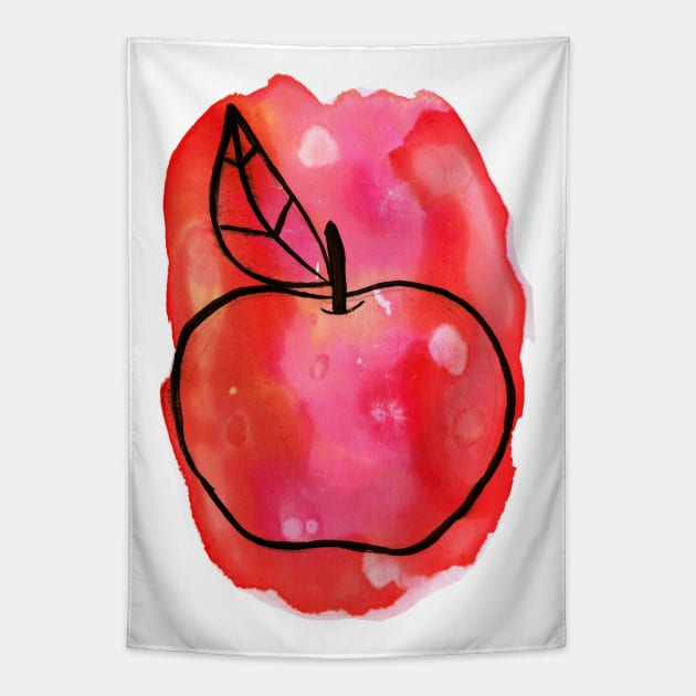 Red Apple Watercolor Tapestry by saradaboru