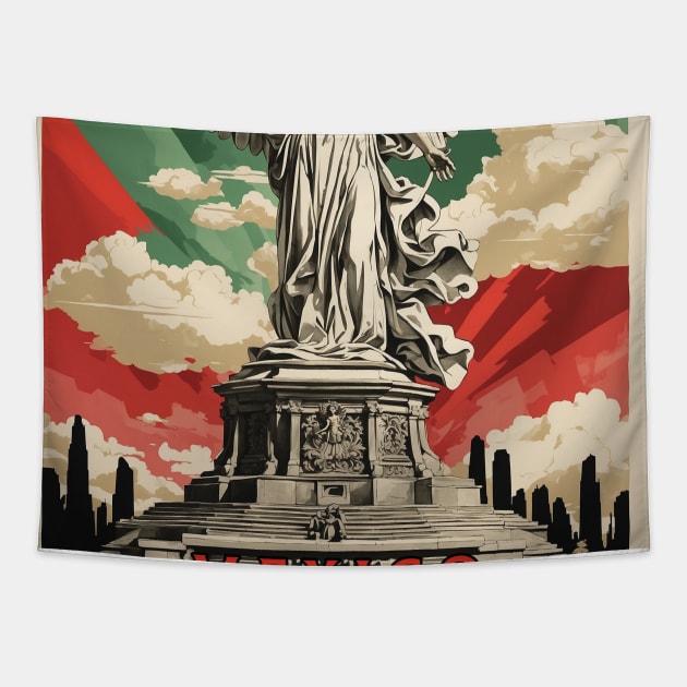 Angel de la Independencia Mexico Tourism Vintage Poster Tapestry by TravelersGems