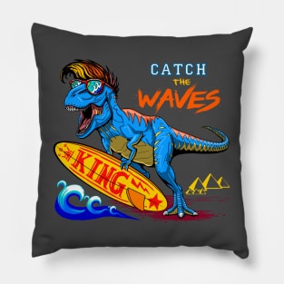 surfer king dino t rex Pillow