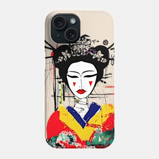 Geisha painting basquiat style Phone Case