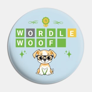 Wordle Woof Funny Puppy Dog Lover Pin