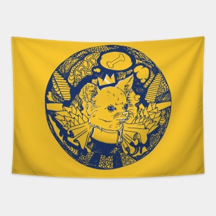 Navy Gold Circle of the Chihuahua Tapestry