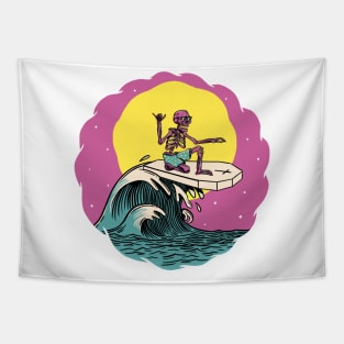 Skeleton Surfer Summer Vibes Beach Lifestyle Tapestry