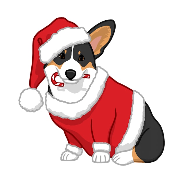 Cute Tricolor Corgi in Santa Christmas Costume by csforest