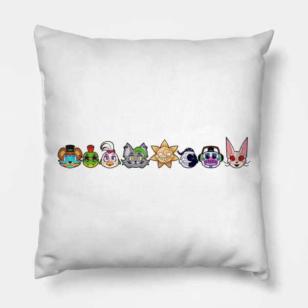 FNaF Security Breach Line Up Pillow by WhiteRabbitWeirdo