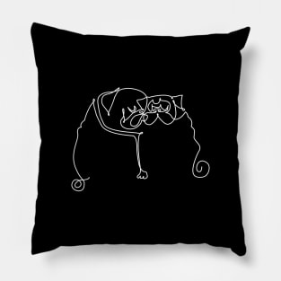 One Line Pug Kiss Pillow