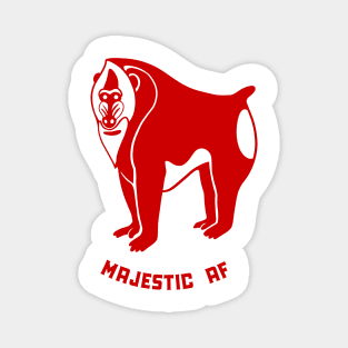 Mandrill monkey. Funny majestic dude. Stylized design, red ink Magnet