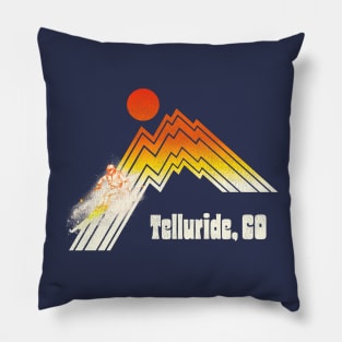 Telluride Colorado 70s/80s Retro Souvenir Style Skiing Pillow