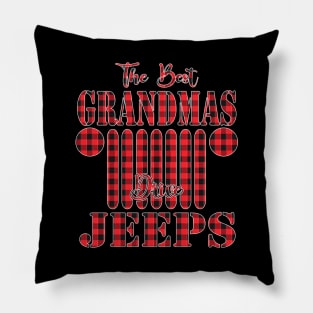 The Best Grandmas Drive Jeeps Red Plaid Jeep Matching Pajama Family Buffalo Jeeps Lover Pillow