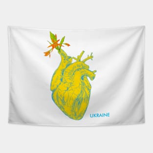 I love Ukraine, an anatomical heart in the colors of the flag. Tapestry