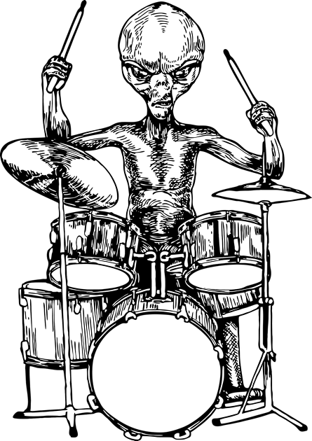 SEEMBO Alien Playing Drums Drummer Musician Drumming Band Kids T-Shirt by SEEMBO