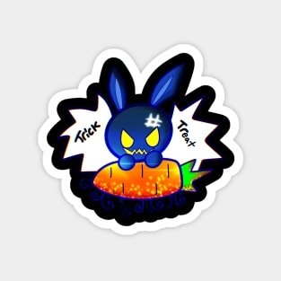 Cute Jack O Lantern Bunny Halloween Trick Or Treat Graphic Illustration Novelty Magnet