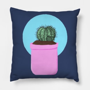 Cute Spiky Cactus in a Pink Pot Pillow