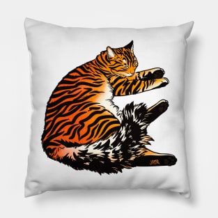 Fluffy Peaceful Tabby Tiger Pillow