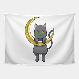 Cat Night Moon Tapestry