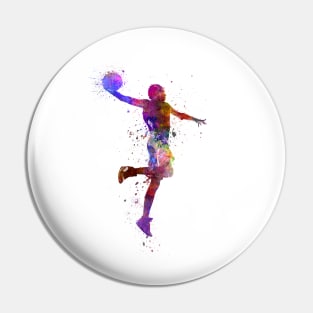 Basketball player in watercolor Pin