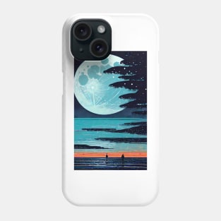 Vibrant Blue Moon bay abstract line art Phone Case