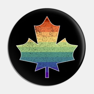 Vintage Distressed Gay Pride Maple Leaf Pin