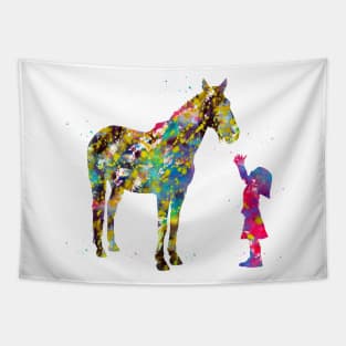 Little girl with horse Tapestry