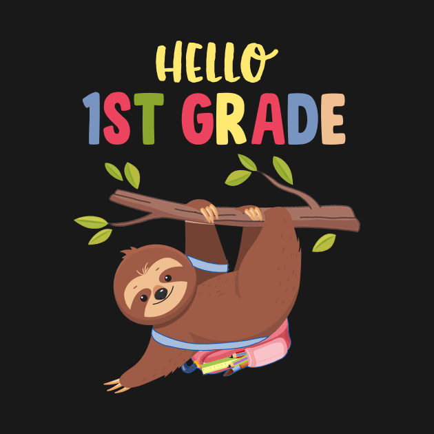 Funny Hello 1st Grade Gift Back To School Sloth by Elliottda