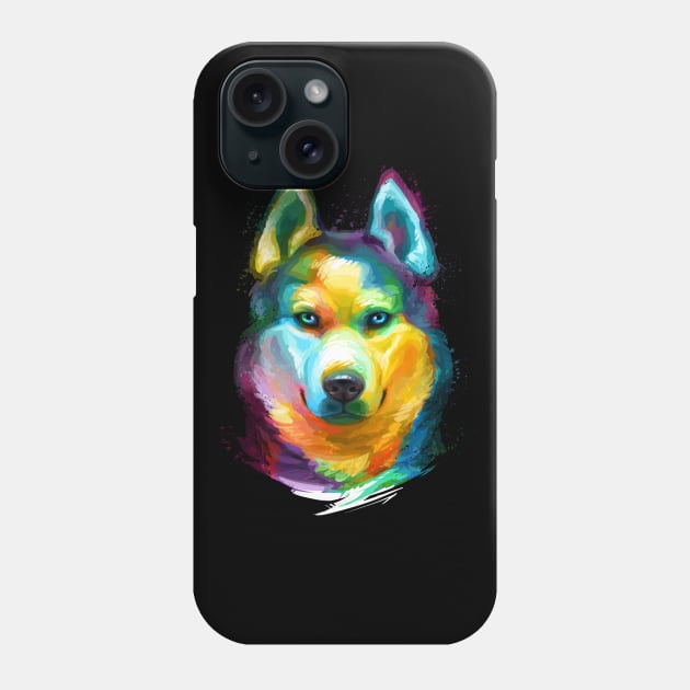 Siberian Husky Colorful Portrait Phone Case by stonemask