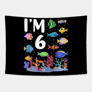 4th Birthday Party Tropical Fish I'm Four Years Old age Bday Tapestry