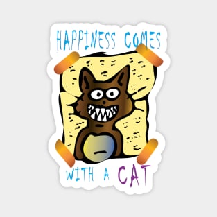 happiness comes with a cat Magnet