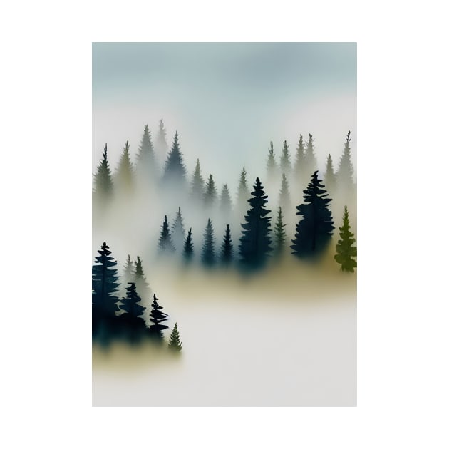 Pine Tree watercolor landscape 7 by redwitchart