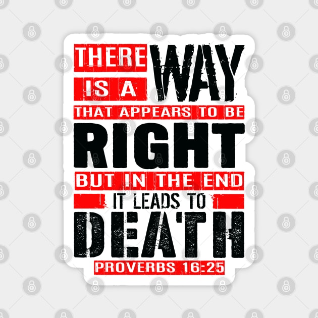 A Way That Appears To Be Right Leads To Death. Proverbs 16:25 Magnet by Plushism