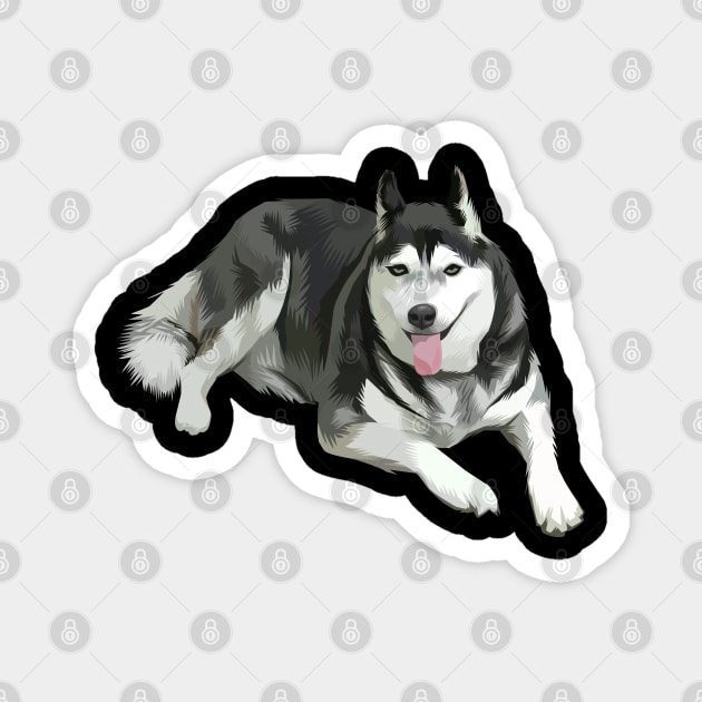 husky dog vector art Magnet by ビーズ