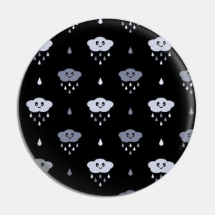 Kawaii Cute Rain Cloud Pattern in Black Pin