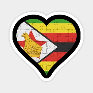 Zimbabwean Jigsaw Puzzle Heart Design - Gift for Zimbabwean With Zimbabwe Roots Magnet