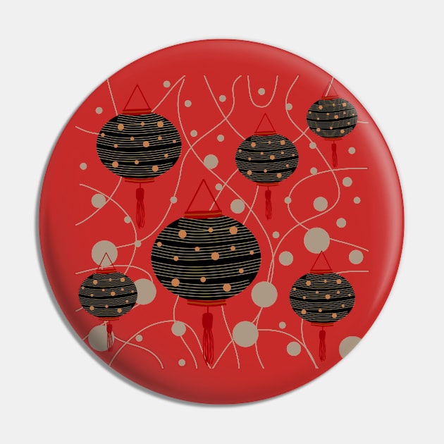 Lantern Festival - Red Pin by Design Fern