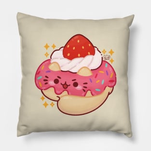 Cute Cat Strawberry Donut Pillow