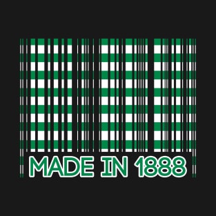 MADE IN 1888, Glasgow Celtic Football Club Green and White Barcode Design T-Shirt