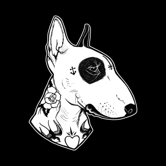 Dog Tattooed Bull Terrier by PaperTigress