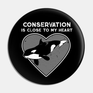 Killer Whale Conservation Heart Pin