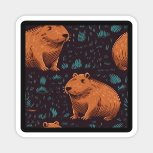 Capybara repeating pattern Magnet