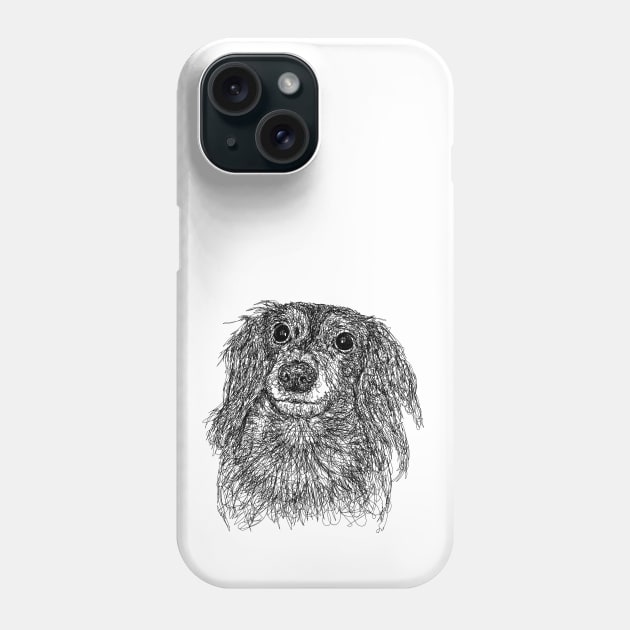 Papillon dog draw with scribble art style Phone Case by KondeHipe