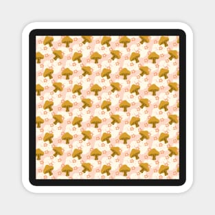 Ditsy Fungi, tiny florals on off white clouds and pale pink background Magnet