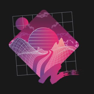 80s 90s Grid Sunset Vaporwave T-Shirt