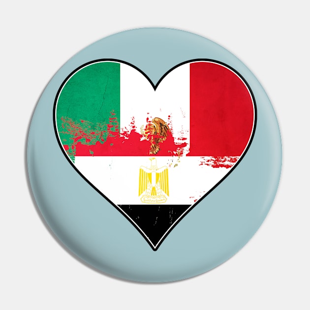 Mexican and Egyptian Heart Mix Heritage Flag Pin by Just Rep It!!