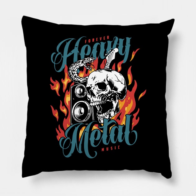 Heavy Metal Music Pillow by Supertrooper