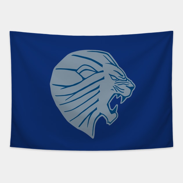 Blue Lion Head Tapestry by shaldesign