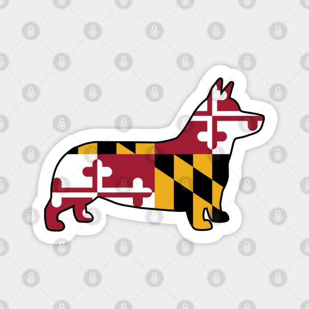 Corgi Silhouette with Maryland Flag Magnet by Coffee Squirrel