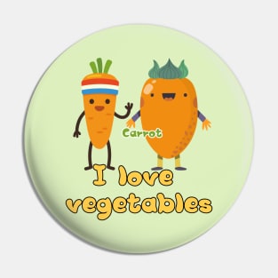 I love vegetables,Carrot Pin